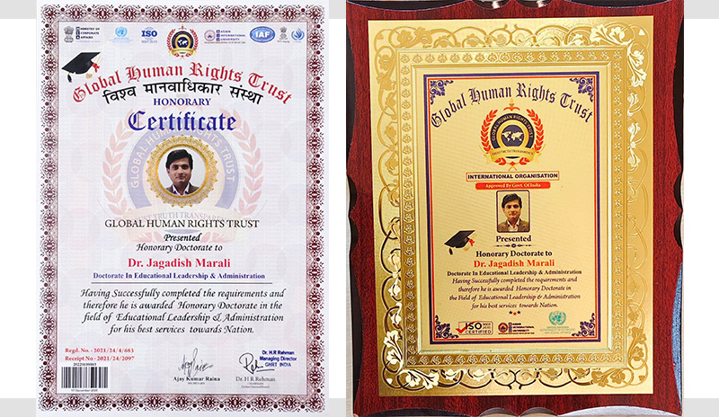 Honorary Doctorate Conferred on Our Principal