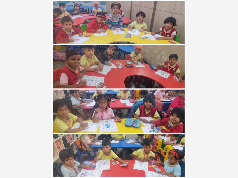 Drawing and colouring competition by Kindergarten students