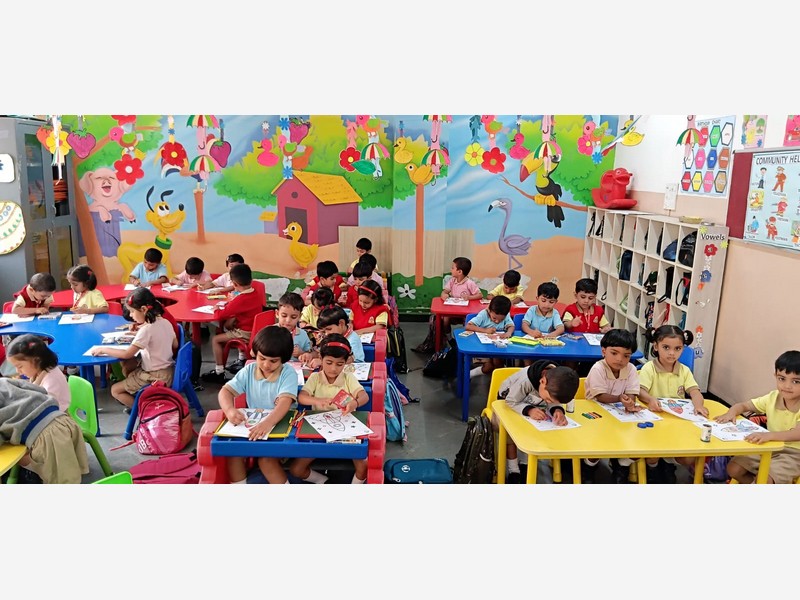 Drawing and colouring competition by Kindergarten students