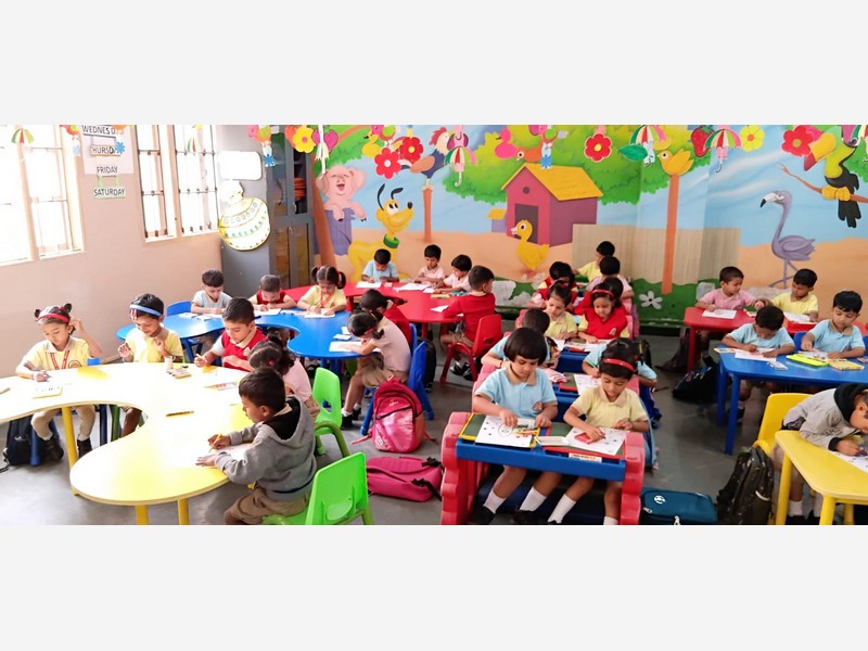 Drawing and colouring competition by Kindergarten students